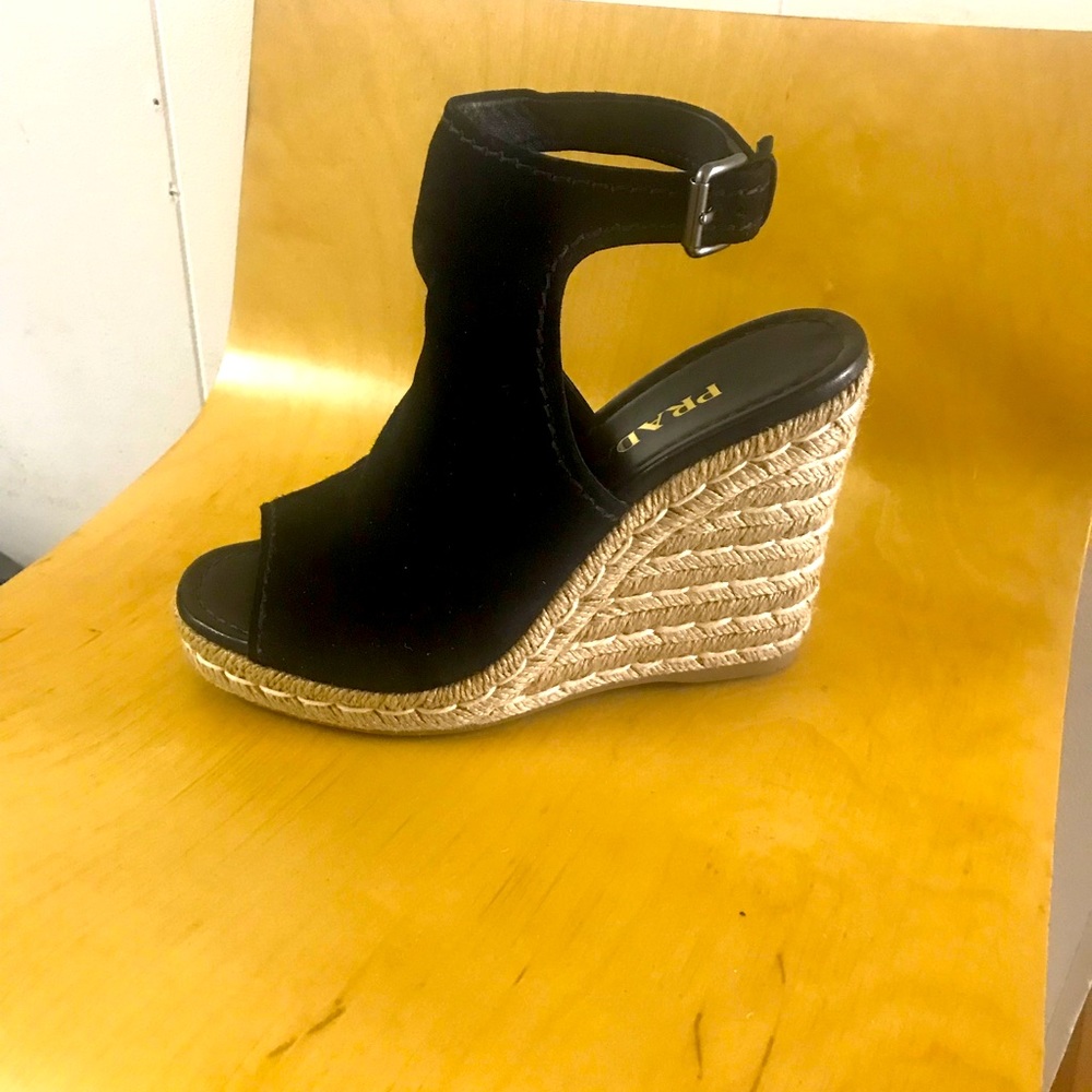 Prada Black Ankle Strap Espadrilles